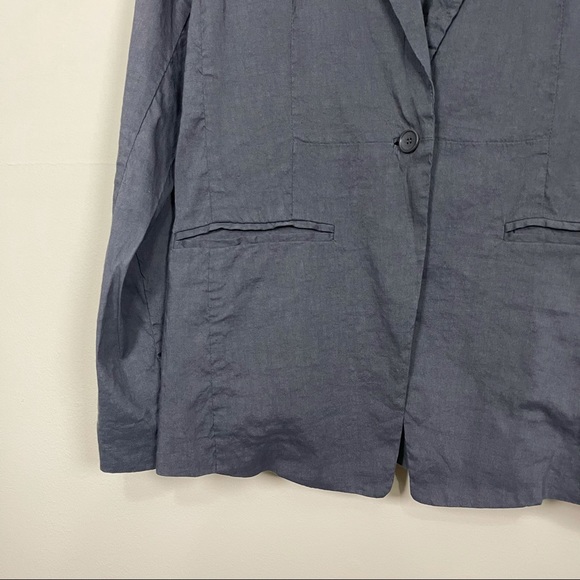 Eileen Fisher gray stretchy linen blazer 8 - Picture 7 of 10